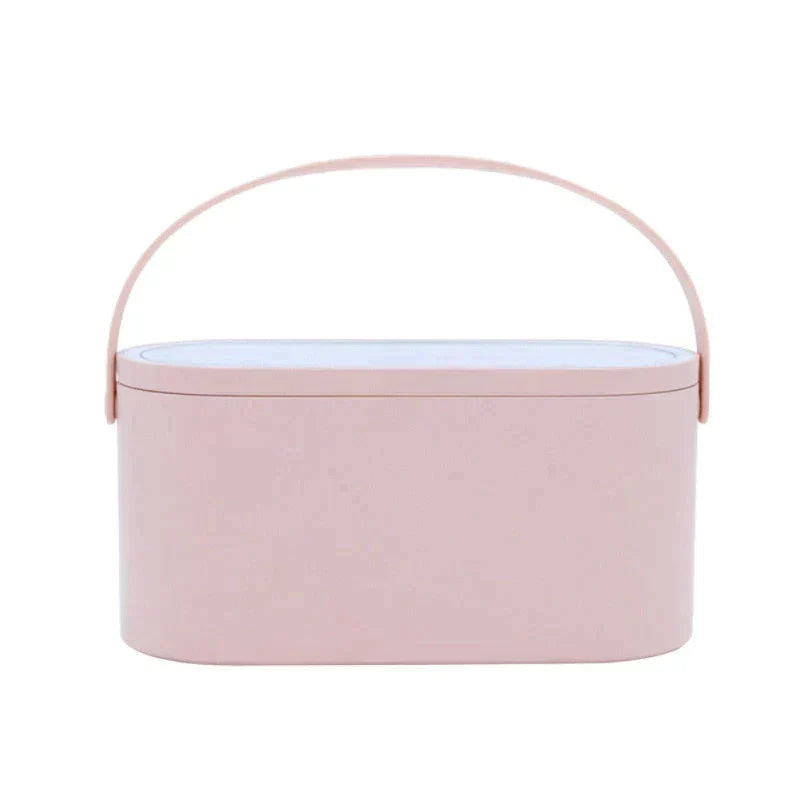 Cosmetic Organizer Box With LED Lighted Mirror